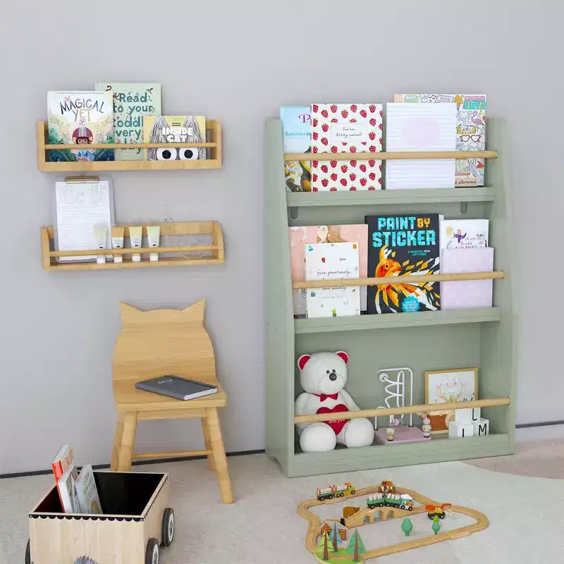 Okak Kid Scaffale per Libri, Scaffali Portaoggetti a 3 Ripiani, Piccola Libreria per Libri e CD, Contenitore Organizzatore per Soggiorno, Corridoio, Ufficio