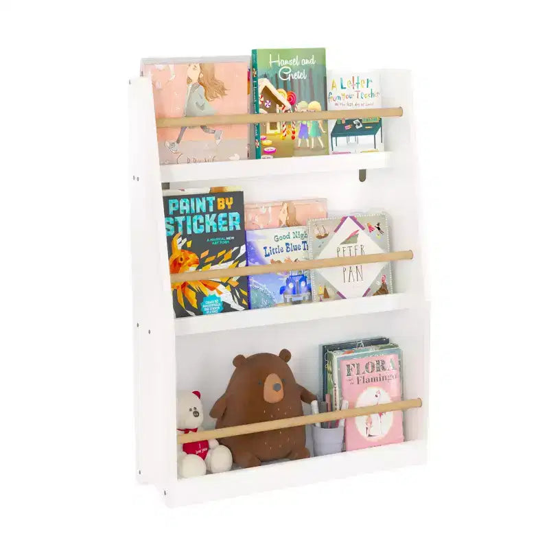 Okak Kid Scaffale per Libri, Scaffali Portaoggetti a 3 Ripiani, Piccola Libreria per Libri e CD, Contenitore Organizzatore per Soggiorno, Corridoio, Ufficio