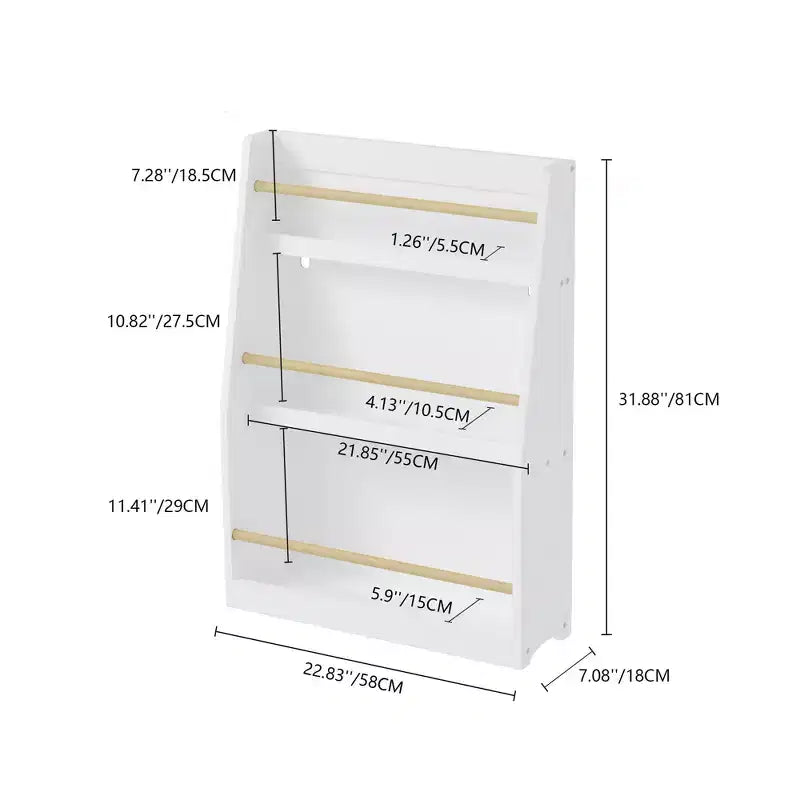Okak Kid Scaffale per Libri, Scaffali Portaoggetti a 3 Ripiani, Piccola Libreria per Libri e CD, Contenitore Organizzatore per Soggiorno, Corridoio, Ufficio