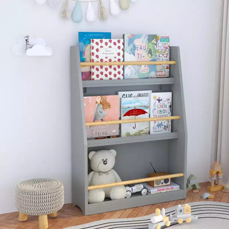 Okak Kid Scaffale per Libri, Scaffali Portaoggetti a 3 Ripiani, Piccola Libreria per Libri e CD, Contenitore Organizzatore per Soggiorno, Corridoio, Ufficio