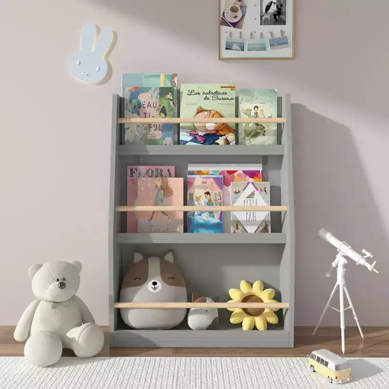 Okak Kid Scaffale per Libri, Scaffali Portaoggetti a 3 Ripiani, Piccola Libreria per Libri e CD, Contenitore Organizzatore per Soggiorno, Corridoio, Ufficio