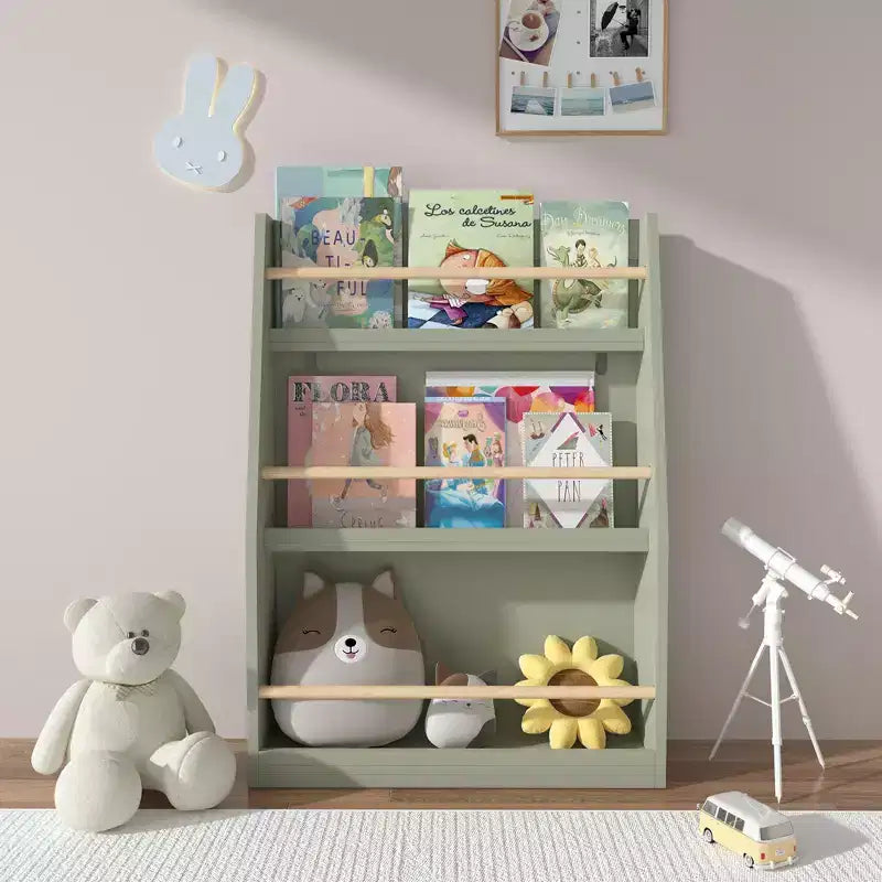 Okak Kid Scaffale per Libri, Scaffali Portaoggetti a 3 Ripiani, Piccola Libreria per Libri e CD, Contenitore Organizzatore per Soggiorno, Corridoio, Ufficio