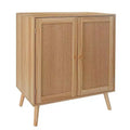Rattan Buffet Cabinet with Storage, Farmhouse Sideboard with Adjustable Shelves & Wood Feet