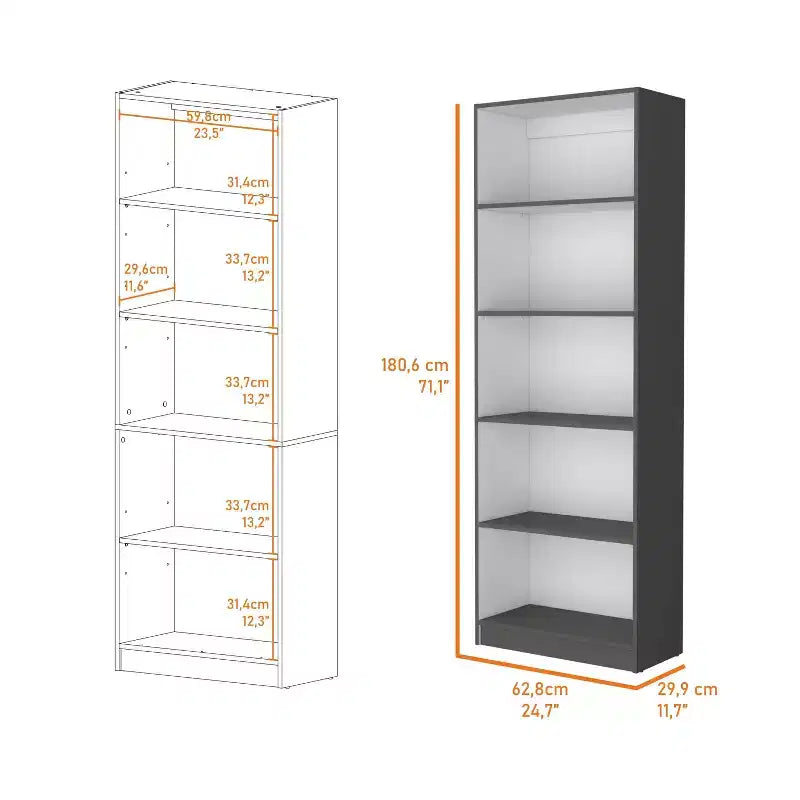 Libreria Okak Minimalism, Vetrina con 5 Ripiani Aperti, Organizzatore di Archiviazione Indipendente per Soggiorno, Ufficio