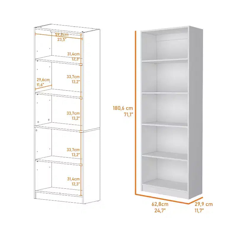 Libreria Okak Minimalism, Vetrina con 5 Ripiani Aperti, Organizzatore di Archiviazione Indipendente per Soggiorno, Ufficio