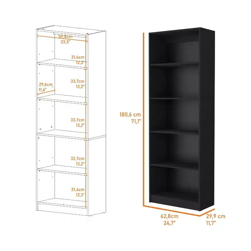 Libreria Okak Minimalism, Vetrina con 5 Ripiani Aperti, Organizzatore di Archiviazione Indipendente per Soggiorno, Ufficio