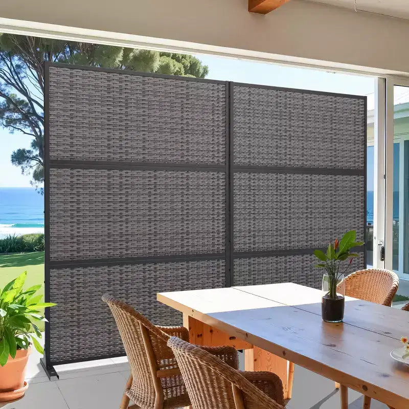 MAYEERTY Divisorio Intrecciato in Rattan a Motivo Incrociato Nero Schermo per Esterni e Interni Indipendente Schermo Decorativo per la Privacy per Balcone