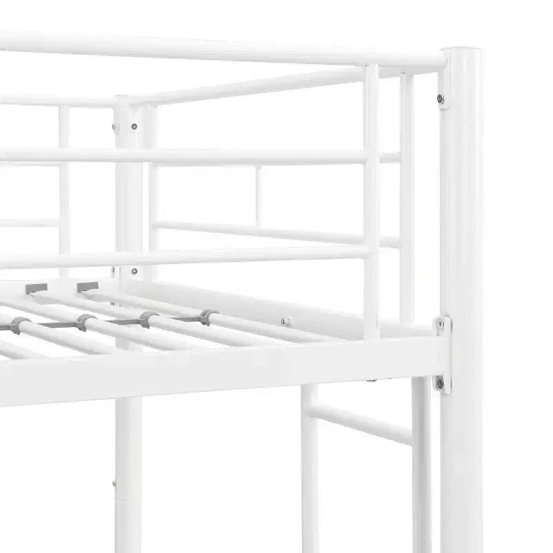 Bellemave Letto a castello in metallo a due piazze con ringhiera e scaletta, letto convertibile resistente per bambini, ragazzi e adulti, bianco