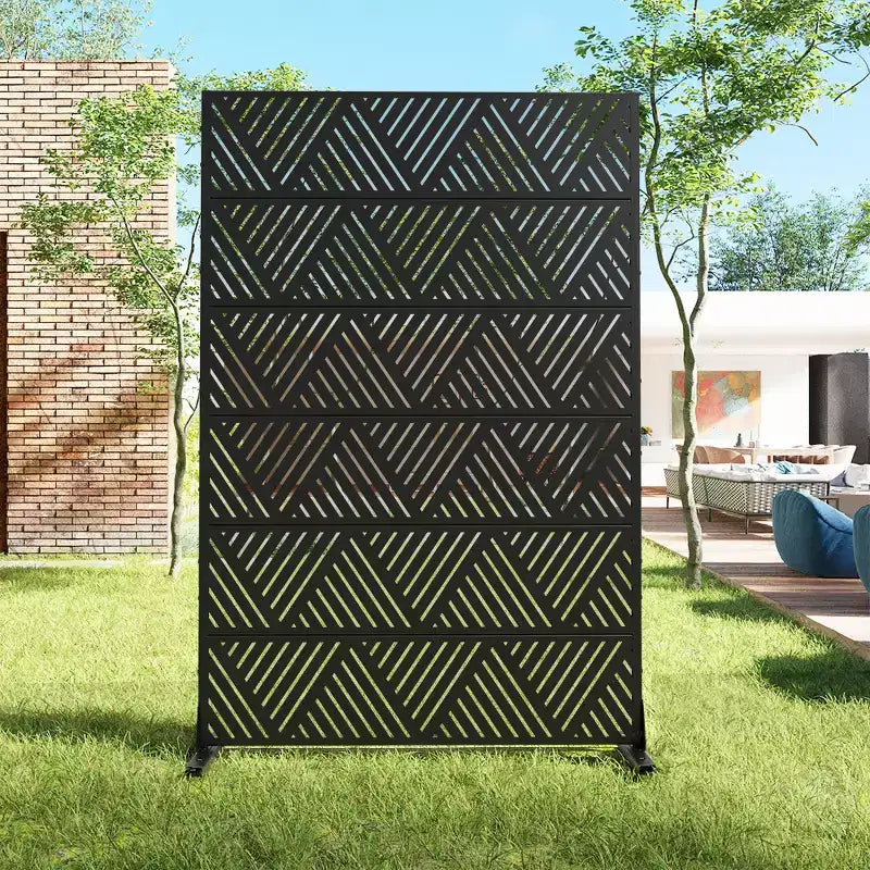 MAYEERTY Paravento prismatico triangolare nero chiaro in acciaio zincato Divisorio per esterni e interni con paravento decorativo autoportante