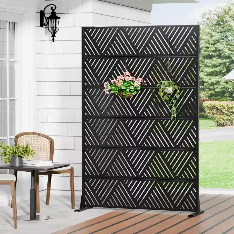 MAYEERTY Paravento prismatico triangolare nero chiaro in acciaio zincato Divisorio per esterni e interni con paravento decorativo autoportante