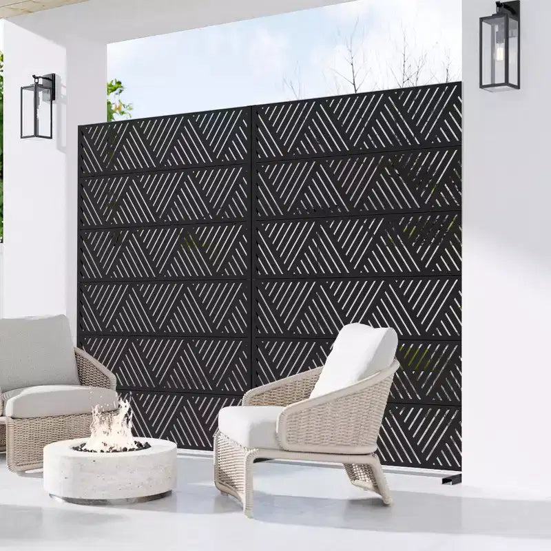 MAYEERTY Paravento prismatico triangolare nero chiaro in acciaio zincato Divisorio per esterni e interni con paravento decorativo autoportante