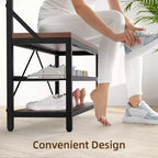 Appendiabiti Panca Scarpiera 183 cm di Altezza, Scarpiera da Ingresso con Scaffale Contenitore e Ganci, Mobiletto Industriale Rimovibile con Cornice in Metallo per la Casa