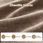 Divano componibile a U a 3 posti beige in ciniglia con 2 pouf e 2 cuscini decorativi per soggiorno