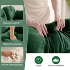 Divano componibile a U a 3 posti beige in ciniglia con 2 pouf e 2 cuscini decorativi per soggiorno