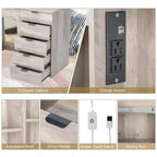 Set Comodino con 6 Cassetti e 2 Ripiani Laminato in Melaminico Grigio Effetto Truciolare