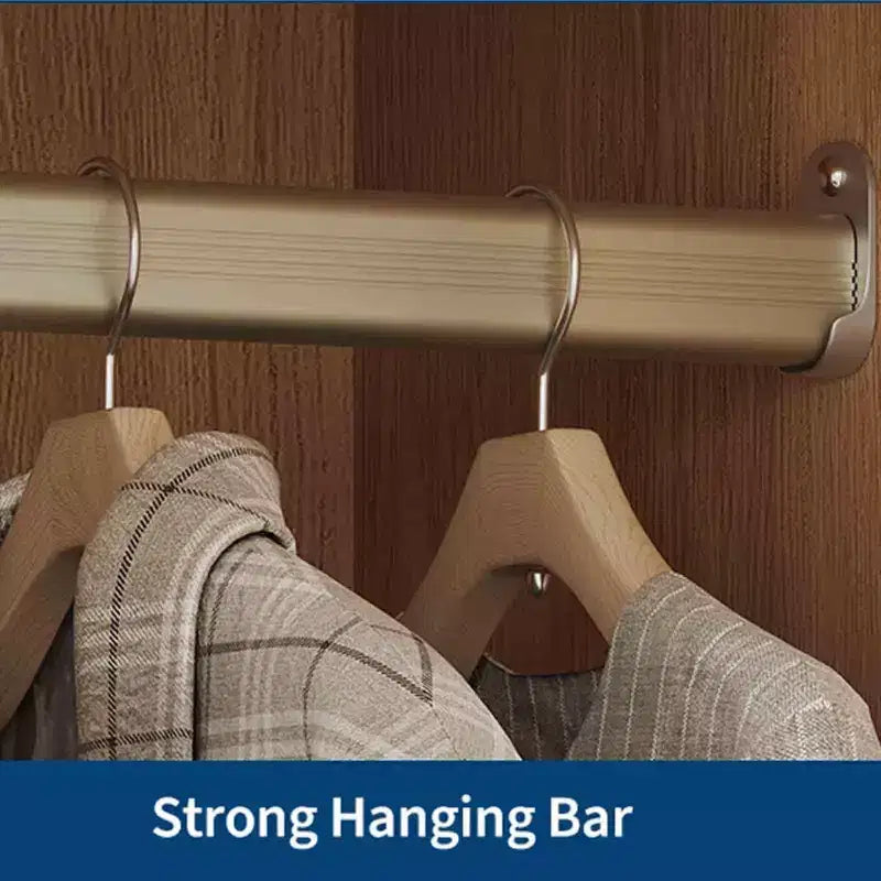 Ampio Armadio Guardaroba in Legno per Camera da Letto, con Ante in Vetro e 2 Cassetti, Ripiani e Asta Appendiabiti per Camera da Letto, Guardaroba