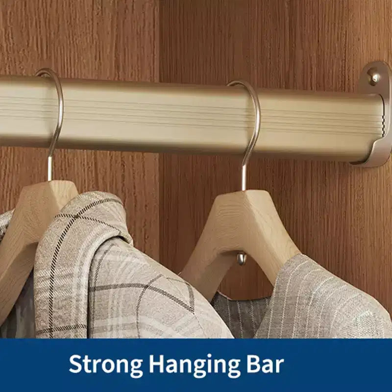 Ampio Armadio Guardaroba in Legno per Camera da Letto, con Ante in Vetro e 2 Cassetti, Ripiani e Asta Appendiabiti per Camera da Letto, Guardaroba