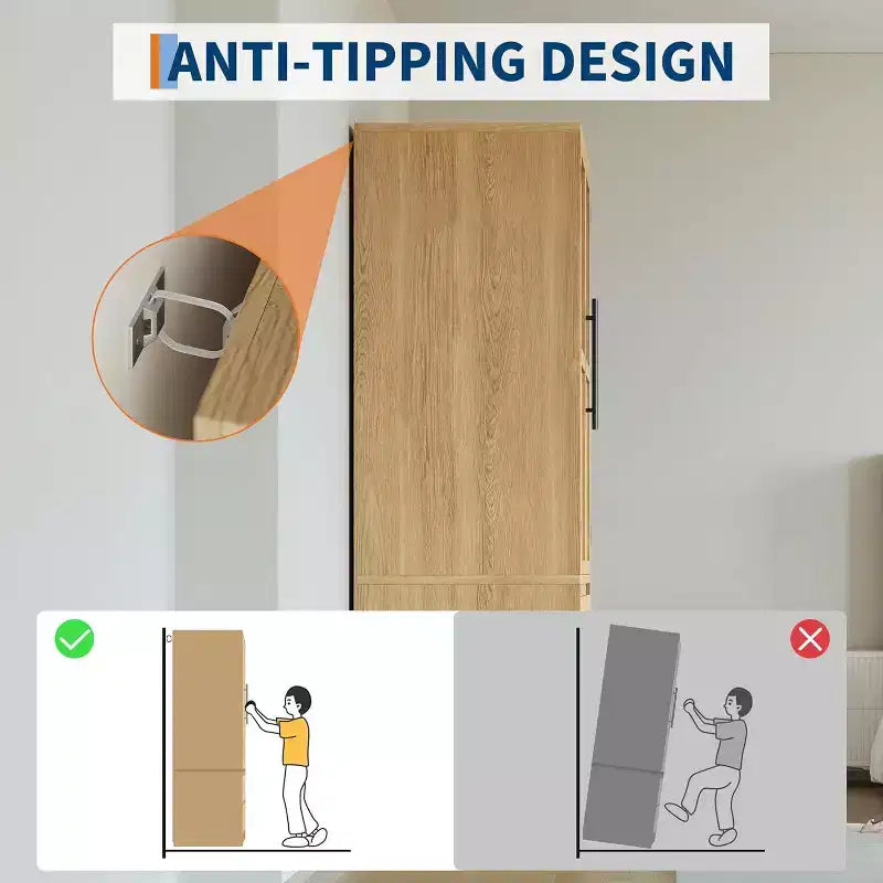 Ampio Armadio Guardaroba in Legno per Camera da Letto, con Ante in Vetro e 2 Cassetti, Ripiani e Asta Appendiabiti per Camera da Letto, Guardaroba