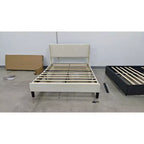 Velvet Wingback Platform Bed Frame with Wood Slats, No Box Spring Needed, Easy Assembly