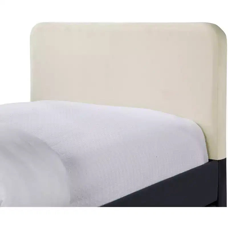 Meridian Furniture, Letto Matrimoniale a Scomparsa/Contenitore in Velluto Nero e Crema Ivy