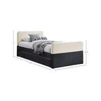 Meridian Furniture, Letto Matrimoniale a Scomparsa/Contenitore in Velluto Nero e Crema Ivy
