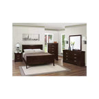 Coaster, letto a slitta king size orientale Louis Philippe in legno color cappuccino