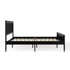 Letto a piattaforma Martha Stewart Jax in legno massello con testiera e pediera in rattan, non richiede rete a molle