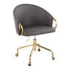 Okak Executive Office Chair with Adjustable Height, Desk Chair with Golden Armrest and Base, Criss Cross Chair for Home, Office