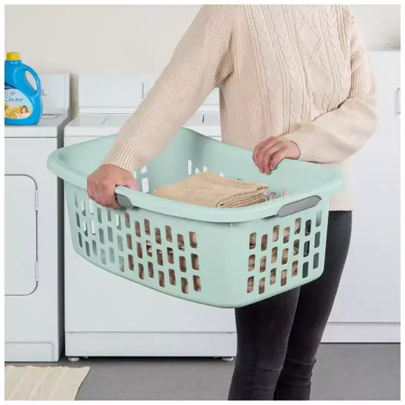 Cesta per bucato Sterilite HipHold, cesto portabiancheria in plastica da 1,5 bushel, colore menta, confezione da 18