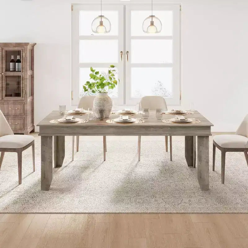 Tavolo da Pranzo per 6-8 Persone, Tavoli da Cucina Marroni da 180 cm con Robusta Struttura in Legno, Grande Tavolo da Pranzo Rettangolare da 1,8 m per Soggiorno Sala da Pranzo