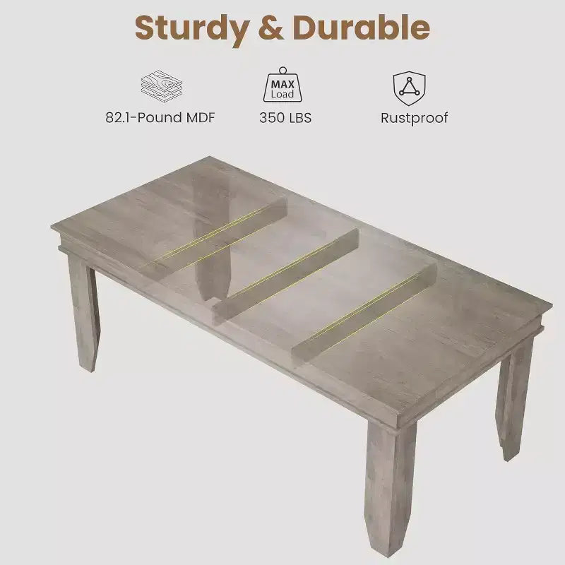 Tavolo da Pranzo per 6-8 Persone, Tavoli da Cucina Marroni da 180 cm con Robusta Struttura in Legno, Grande Tavolo da Pranzo Rettangolare da 1,8 m per Soggiorno Sala da Pranzo