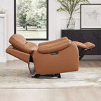 Poltrona reclinabile elettrica zero gravity Spruce & Spring in vera pelle con porte di ricarica