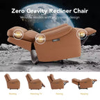Poltrona reclinabile elettrica zero gravity Spruce & Spring in vera pelle con porte di ricarica