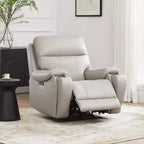 Poltrona reclinabile elettrica zero gravity Spruce & Spring in vera pelle con porte di ricarica
