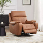 Poltrona reclinabile elettrica zero gravity Spruce & Spring in vera pelle con porte di ricarica