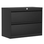 TROPOW 39,4x19,7x8,1 Cassettiera Laterale a 2 Cassetti - Metallo Resistente Nero con Serratura per Documenti Letter/Legal (Uso Domestico/Ufficio)