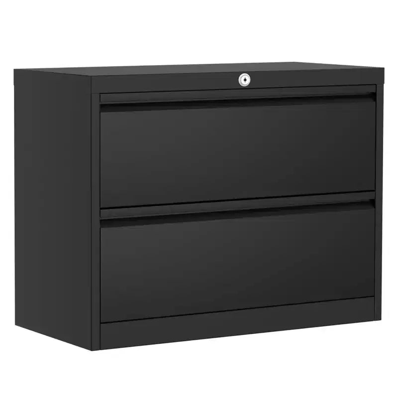 TROPOW 39,4x19,7x8,1 Cassettiera Laterale a 2 Cassetti - Metallo Resistente Nero con Serratura per Documenti Letter/Legal (Uso Domestico/Ufficio)