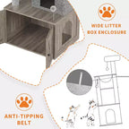 Albero tiragraffi, mobile copri lettiera - Mobile bagno per animali domestici 2-in-1 nascosto con pali tiragraffi in sisal, amache, cuccia, piattaforme multiple per gatti