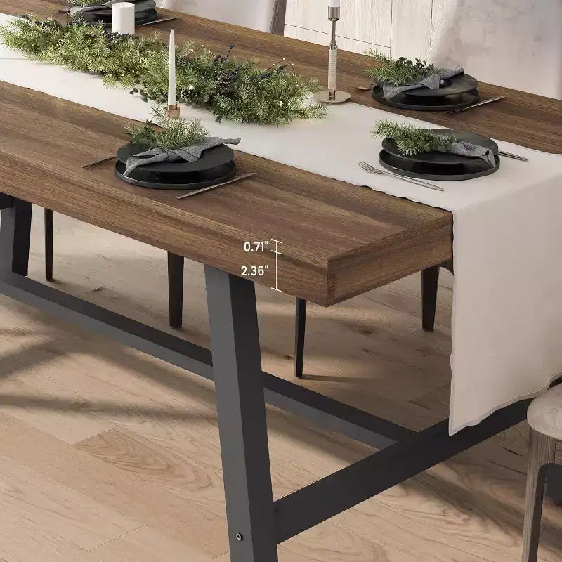 Tavolo da pranzo grande e lungo 180 cm per 6-8 persone, tavolo da cucina in legno con gambe robuste per cucina, sala da pranzo