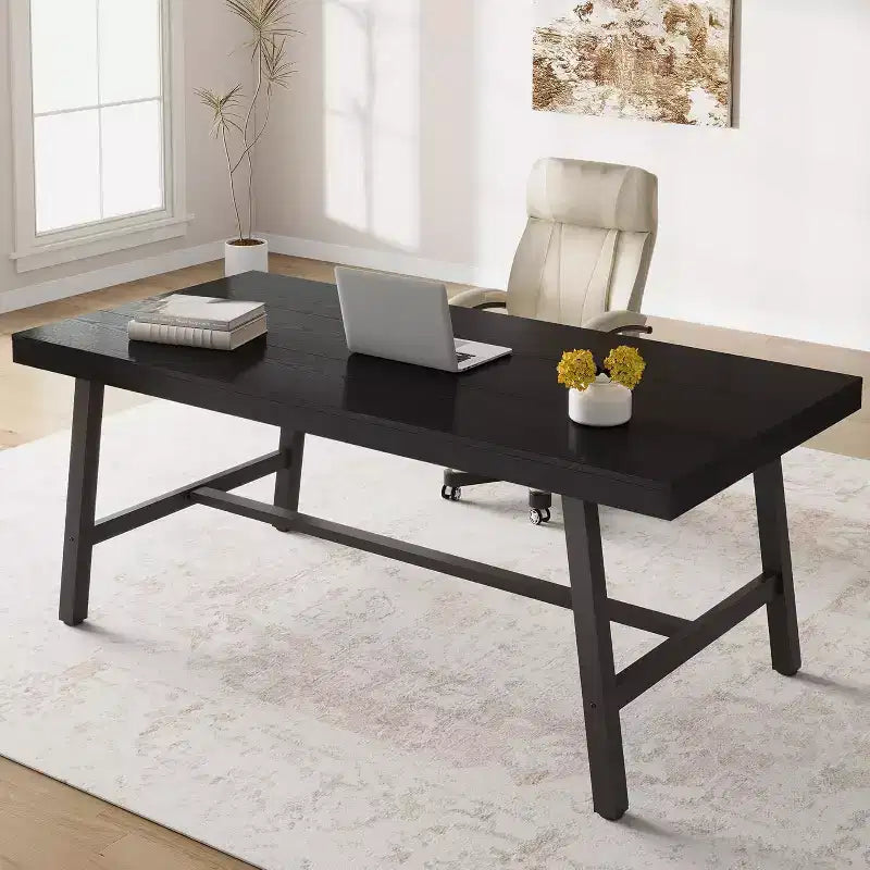 Tavolo da pranzo grande e lungo 180 cm per 6-8 persone, tavolo da cucina in legno con gambe robuste per cucina, sala da pranzo