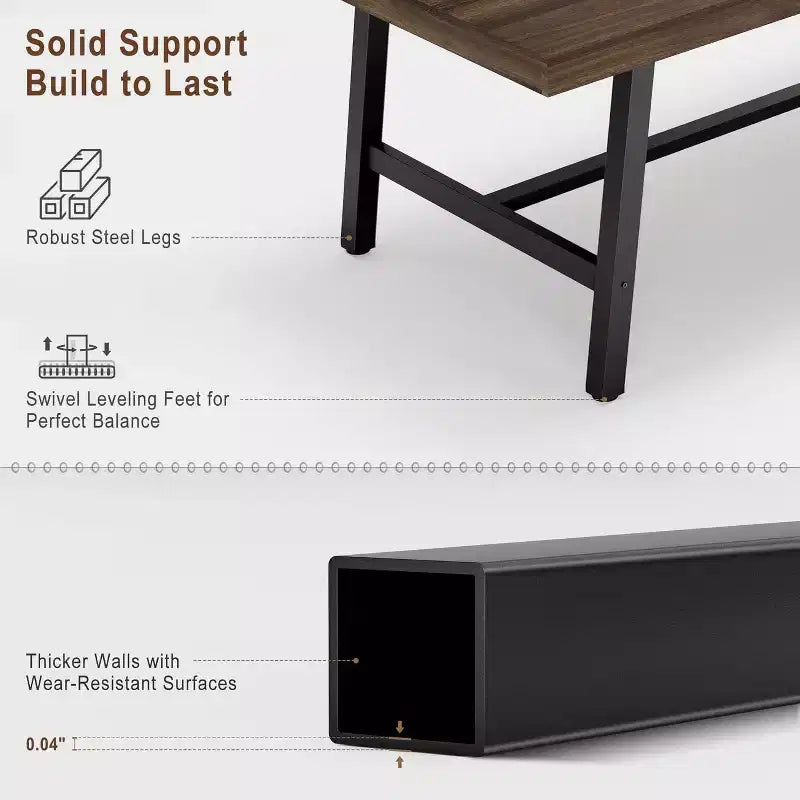 Tavolo da pranzo grande e lungo 180 cm per 6-8 persone, tavolo da cucina in legno con gambe robuste per cucina, sala da pranzo