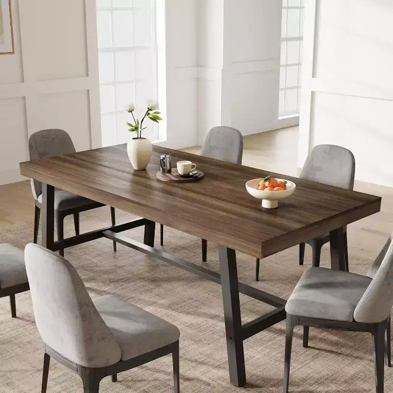 Tavolo da pranzo grande e lungo 180 cm per 6-8 persone, tavolo da cucina in legno con gambe robuste per cucina, sala da pranzo