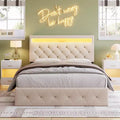 COZONY Full/Queen Upholstered Bed Frame with Adjustable Headboard & Charging Station, No Box Spring