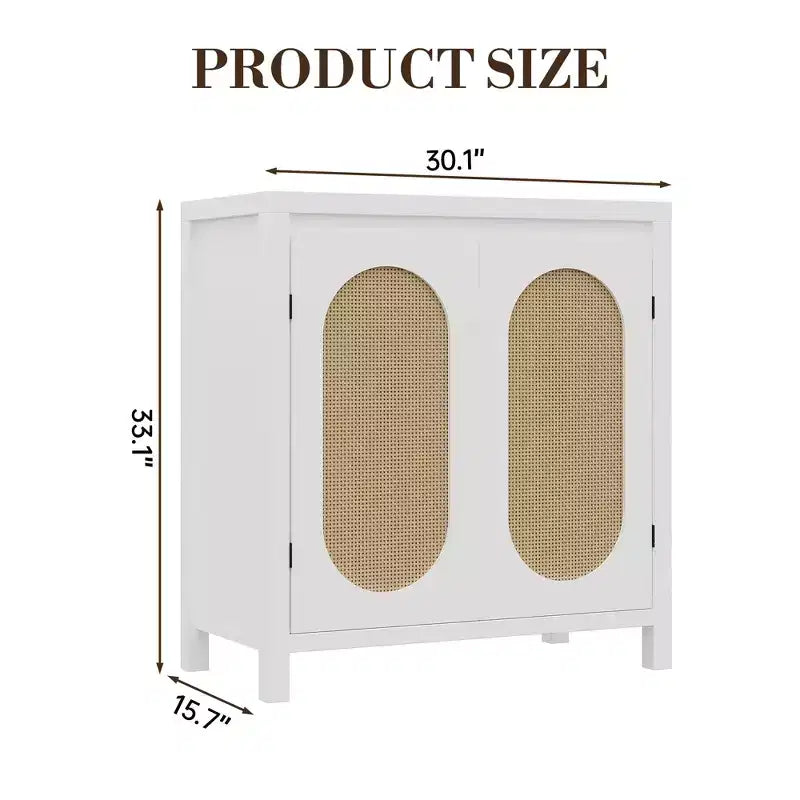 Mobiletto contenitore in rattan GustoWave con ante in PVC intrecciato, credenza/buffet in legno con ripiano regolabile, mobiletto bar in legno