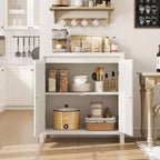 Mobiletto contenitore in rattan GustoWave con ante in PVC intrecciato, credenza/buffet in legno con ripiano regolabile, mobiletto bar in legno