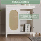 Mobiletto contenitore in rattan GustoWave con ante in PVC intrecciato, credenza/buffet in legno con ripiano regolabile, mobiletto bar in legno