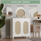 Mobiletto contenitore in rattan GustoWave con ante in PVC intrecciato, credenza/buffet in legno con ripiano regolabile, mobiletto bar in legno