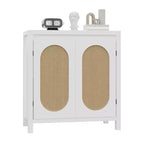 Mobiletto contenitore in rattan GustoWave con ante in PVC intrecciato, credenza/buffet in legno con ripiano regolabile, mobiletto bar in legno