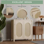 Mobiletto contenitore in rattan GustoWave con ante in PVC intrecciato, credenza/buffet in legno con ripiano regolabile, mobiletto bar in legno