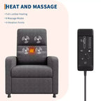 Poltrona reclinabile elettrica con calore e massaggio, poltrona reclinabile con sollevamento elettrico con seduta imbottita e 2 tasche laterali, poltrona singola per soggiorno, camera da letto